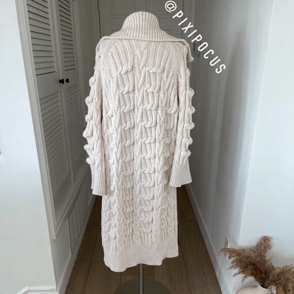 ZARA KNIT COAT / COATIGAN KNIT LONGLINE SWEATER COAT ECRU - Picture 8 of 13